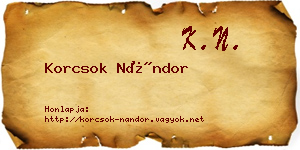 Korcsok Nándor névjegykártya